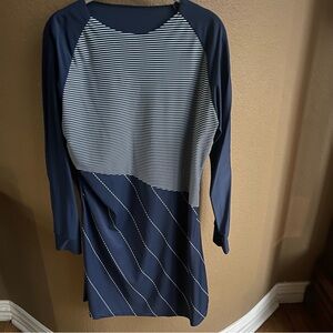 Navy Striped Swim Tunic Long Sleeve Top Dress 2XL